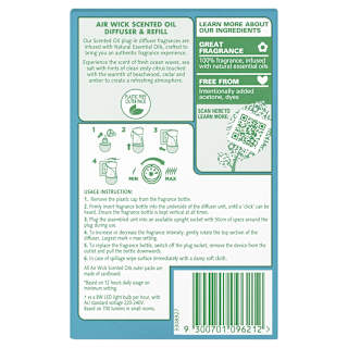 Air Wick Essential Oil Air Freshener Plug In Diffuser Ocean Waves & Sea Salt