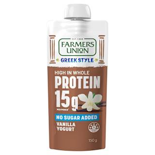 Farmers Union Greek Style High Protein Vanilla Yogurt Pouch