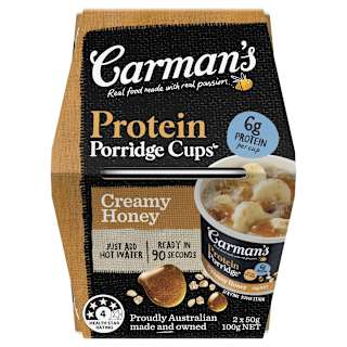 Carman's Oat Cups Protein Porridge Creamy Honey 