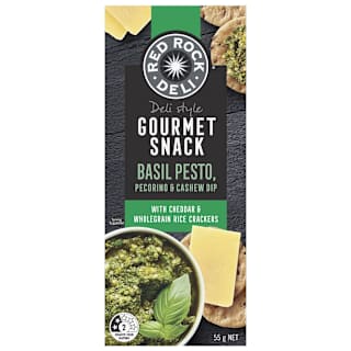 Red Rock Deli Style Gourmet Snack Cheese Basil Pesto Pecorino & Cashew Dip & Crackers