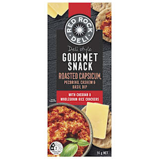 Red Rock Deli Style Gourmet Snack Crackers Cheese Roasted Cap Pecorino Basil Cashew Dip & Crackers