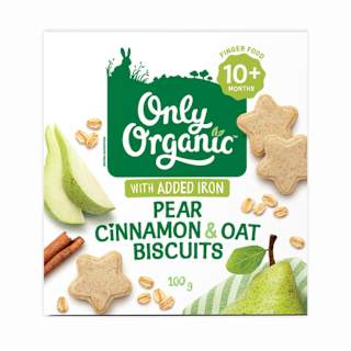 Only Organic Baby Food Pear Oat & Cinnamon Biscuits