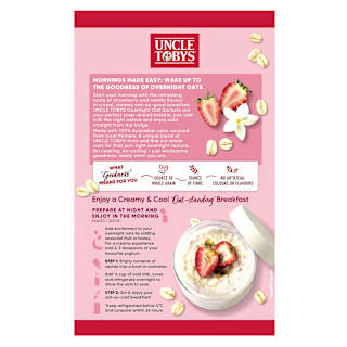 Uncle Tobys Oats Quick Sachets Breakfast Cereal Overnight Strawberry Vanilla