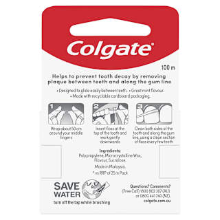Colgate Dental Ribbon Total Mint Waxed 100m