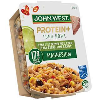 John West Protein+ Magnesium Tuna Bowls with Brown Rice, Chargrilled Corn, Black Beans, Lime & Chilli