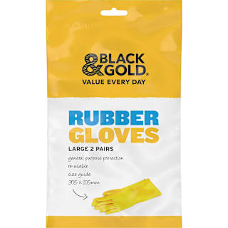 Black & Gold Large Rubber Gloves