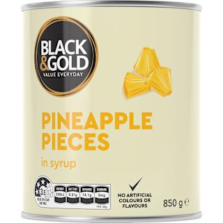 Black & Gold Pineapple Pieces in Syrup