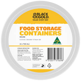 Black & Gold Food Storage Containers Round