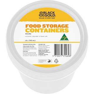 Black & Gold Food Storage Containers Round