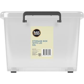 Black & Gold Storage Box with Lid 32L