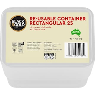 Black & Gold Disposable Containers Rectangular