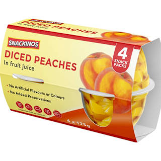 Snackinos Diced Peaches in Juice