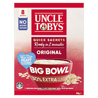 Uncle Tobys Oats Quick Sachets Breakfast Cereal Original Big Bowl