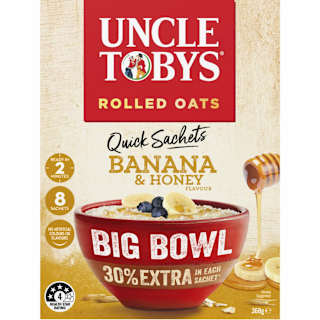Uncle Tobys Oats Quick Sachets Breakfast Cereal Banana Honey Big Bowl