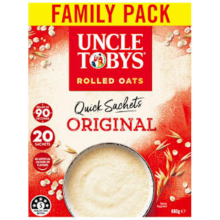 Uncle Tobys Oats Quick Sachets Breakfast Cereal Original