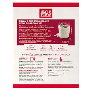 Uncle Tobys Oats Quick Sachets Breakfast Cereal Original