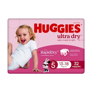 Huggies Ultra Dry Nappies Girls Size 5 (13-18kg)