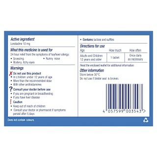Claratyne Loratadine 10 mg Hayfever Allergy Relief Tablets