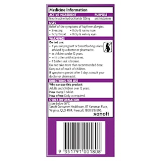 Telfast Allergy Medication 120Mg Tablets