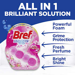 Bref Brilliant Gel Spring Rain Rim Block Toilet Cleaner