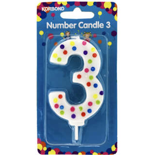 Korbond Number 3 Birthday Candle