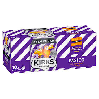 Kirks Sugar Free Pasito Passionfruit Multipack Cans Soft Drink 375mL