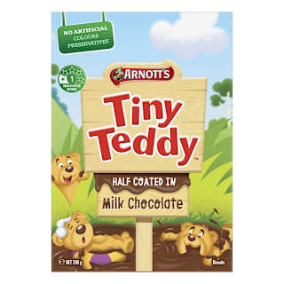 Arnott's Tiny Teddy Biscuits Half Coated in Milk Chocolate