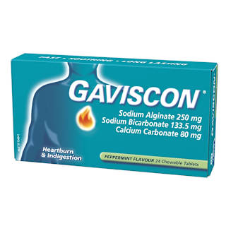 Gaviscon Chewable Tablets Peppermint Heartburn & Indigestion Relief