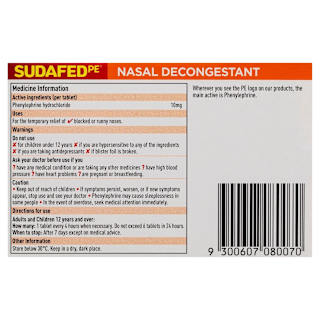 Sudafed PE Nasal Decongestant 20 Tablets x 10mg