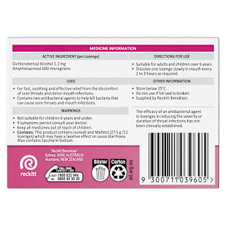 Strepsils Sore Throat Sugar Free Strawberry Lozenges