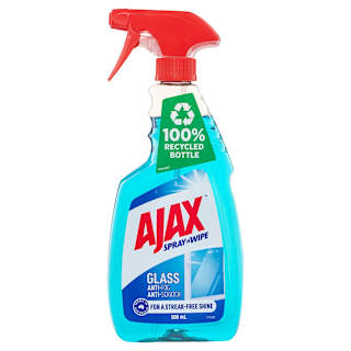 Ajax Spray n' Wipe Glass Cleaner Trigger Ammonia Free Surface Spray Triple Action Made in Australia Recycled Bottle