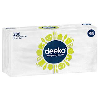 Deeko 1 Ply White Lunch Napkins