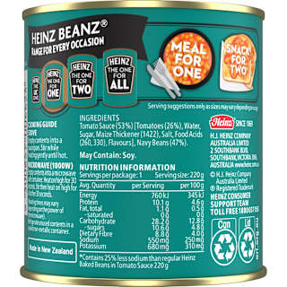Heinz Baked Beans Salt Reduced Ring Top
