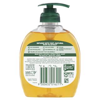 Palmolive Antibacterial Liquid Hand Wash Soap White Tea Pump 0% Parabens Recyclable