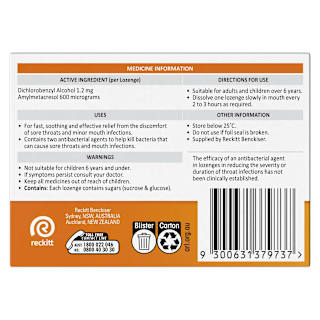 Strepsils Double Antibacterial Soothing Sore Throat Lozenges Orange