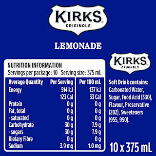 Kirks Flavours Soft Drink Lemonade Cans