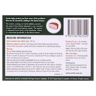 Cartia Tablets Low Dose Aspirin 100mG