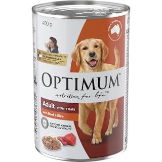 Optimum Wet Dog Food Beef & Rice Can