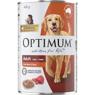 Optimum Wet Dog Food Beef & Rice Can