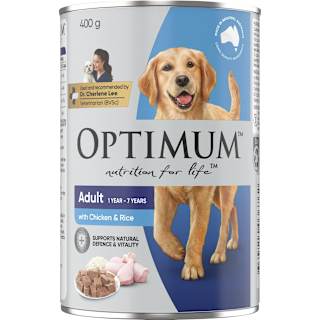 Optimum Adult with Chicken & Rice Wet Dog Food Can