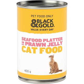 Black & Gold Cat Food Seafood Platter