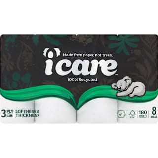iCare 100% Recycled Toilet Tissue White 3 Ply