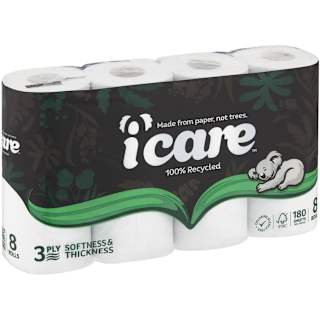 iCare 100% Recycled Toilet Tissue White 3 Ply