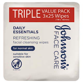 Johnson's Daily Essentials Facial Cleansing Wipes Normal Skin 25 Pack