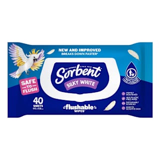 Sorbent Silky White Flushable Wipes