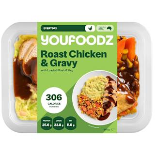 Youfoodz Roast Chicken & Gravy With Loaded Mash & Veg