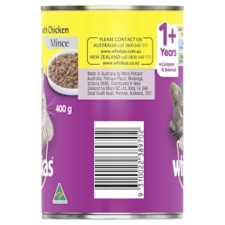 Whiskas 1+ Years Wet Cat Food Chicken Mince