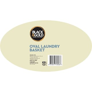 Black & Gold Laundry Basket Oval White