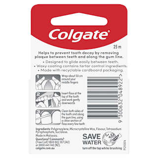 Colgate Total Tartar Control Dental Floss, 25m, Protects Gums & Reduces Tooth Decay