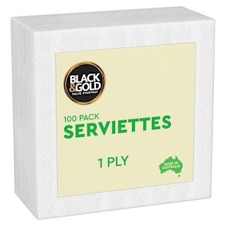 Black & Gold White Napkins